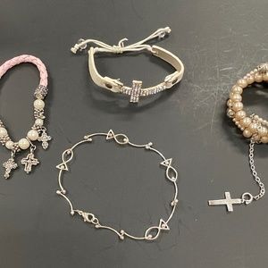 4 pc Religious Vintage to Modern Bracelets Crosses